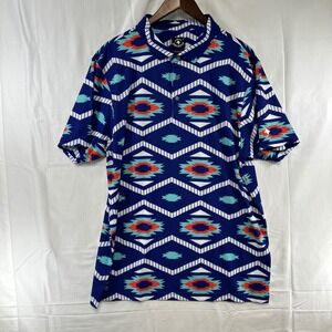 Raised by Coyotes Golf Polo Mens XL Blue Geometric Performance Shirt